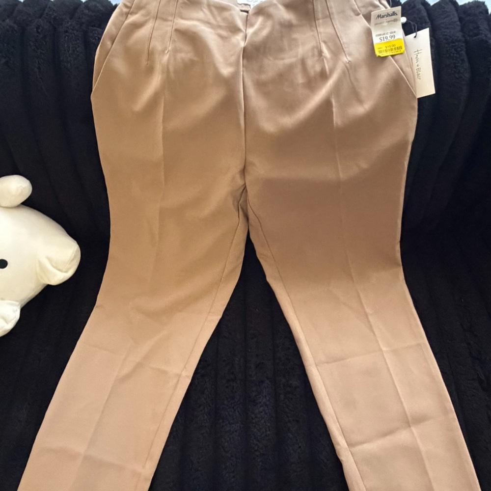 Tan High-Waisted Trousers